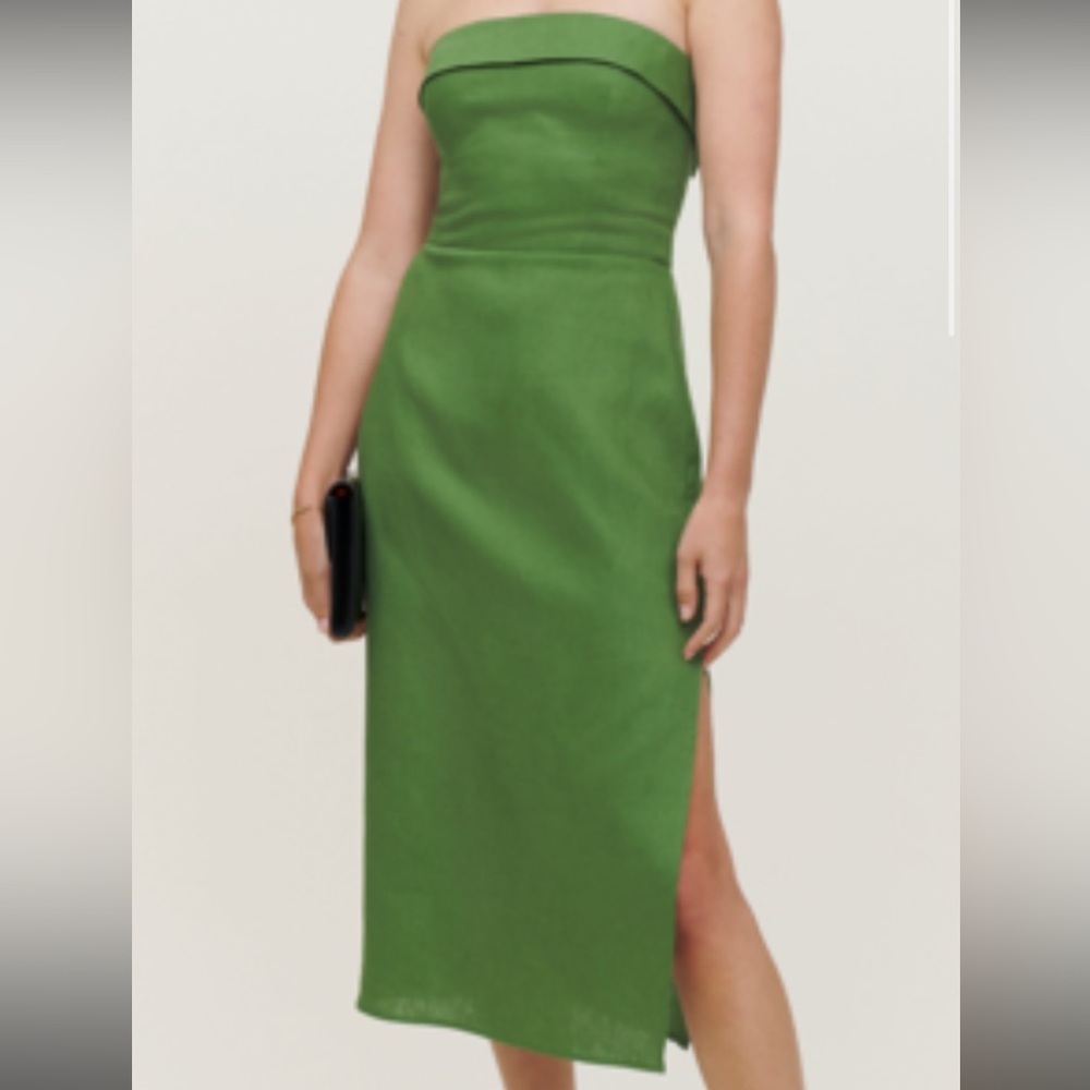 Reformation Marcella Green Linen dress